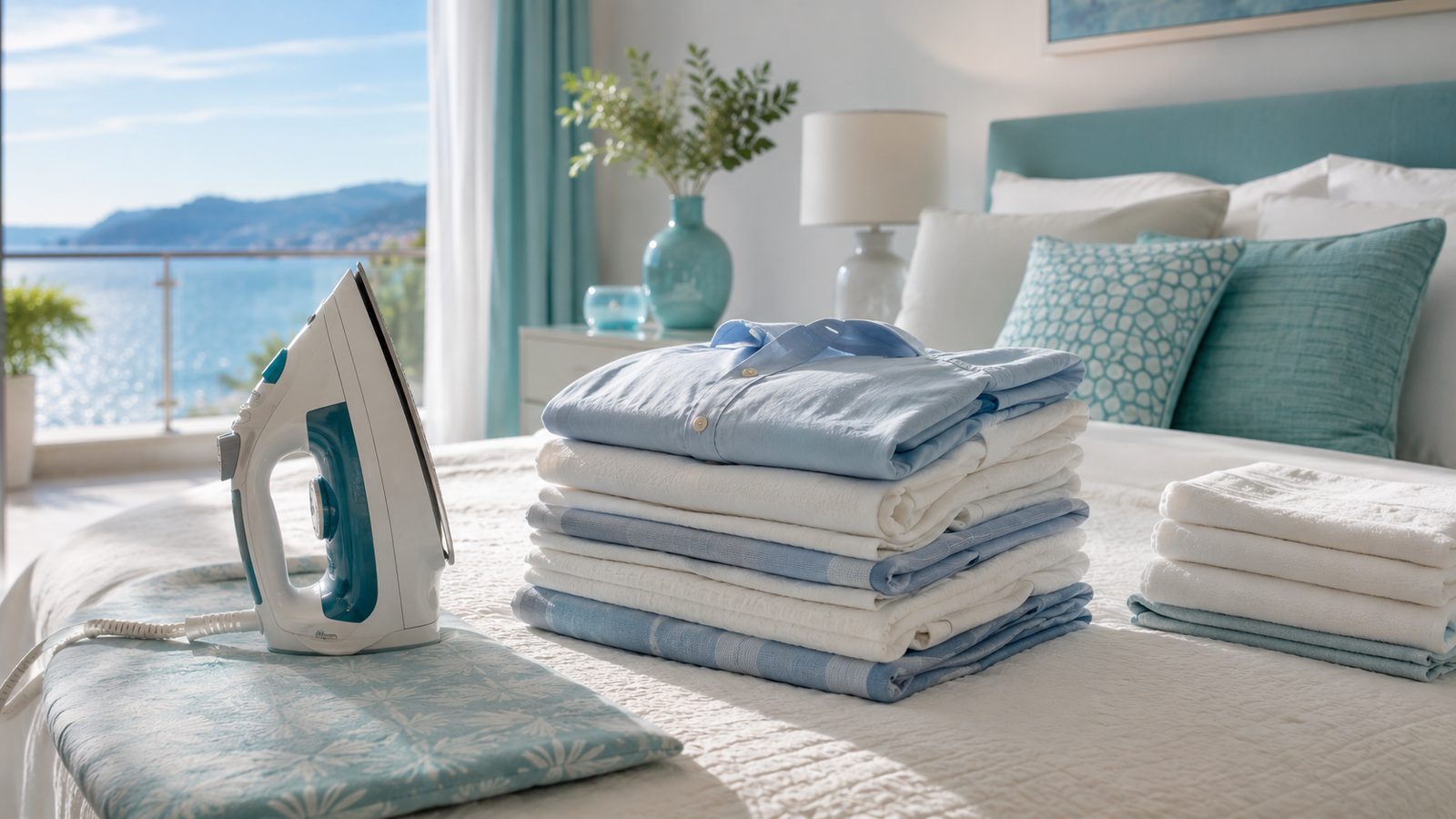 Linge repassé et plié avec soin