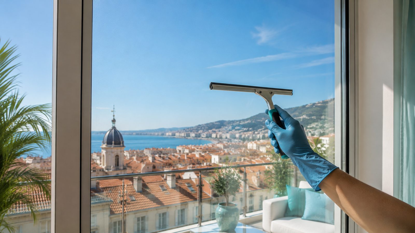 Vitres sans traces avec vue sur Nice